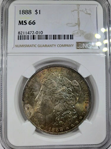 1888年 P モルガン銀貨 NGC MS-66 トーン