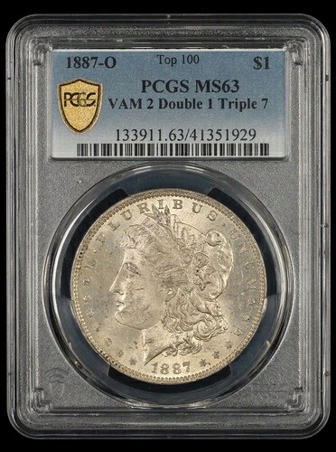 1887 O $1 VAM 2 ダブル 1 トリプル 7 トップ100 PCGS MS63