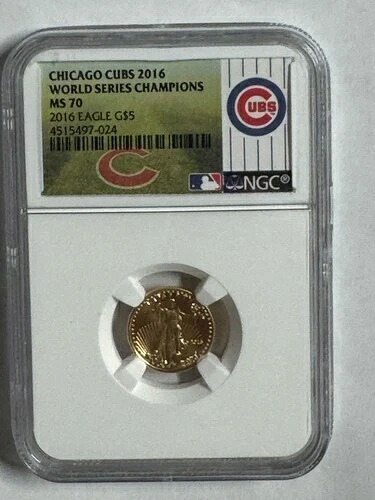 2016年 1/10オンス $5 アメリカンゴールドイーグル NGC MS70 シカゴカブス ワールドシリーズ
