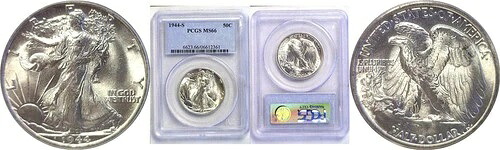 1944-S ウォーキング・リバティ・ハーフダラー - PCGS MS-66