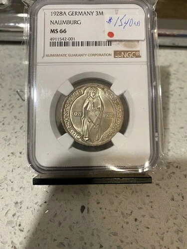 ドイツ 3 マーク 1928-A、「ナウブルク」 NGC グレード MS-66。推定価格: 1540 ドル｜WORLD RESOURCE【KING店】