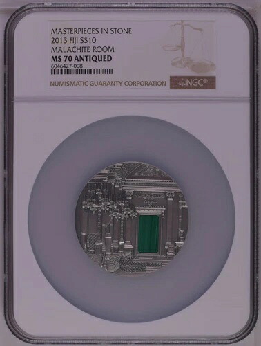 NGC MS70 フィジー 2013 マスターピース・イン・ストーン ブルーマラカイトルーム シルバーコイン 3オンス COA