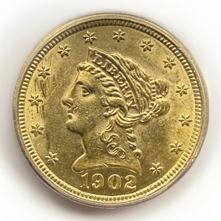 1902年 2.50ドル リバティゴールド ICG AU品質 ほぼ未流通 残存率低