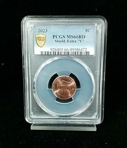 2023年 エクストラ「V」リンカーン・セント・ペニー、PCGS MS66RD 鑑定済み、希少 VDB-V エラー #0479