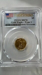 2021年 5ドル ゴールドイーグル PCGS ファーストストライク MS70 タイプ1