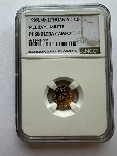 1999年 リトアニア 10 リトゥ -- ゴールド -- カルヴェリス -- NGC PR68 ウルトラカメオ --