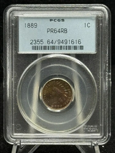 1889年 1セント プルーフ インディアンヘッド セント PCGS PR 64 RB 素晴らしいバイオレットカラー 234,850円