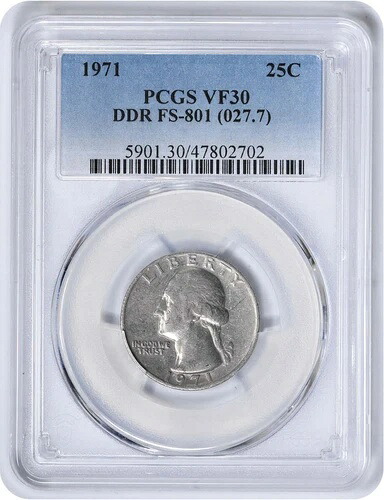 1971年ワシントンクォーター DDR FS-801 VF30 PCGS