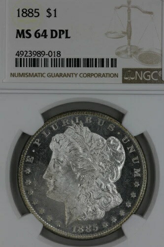 1885年 $1 NGC MS 64 DPL モルガン銀貨、ミス・リバティ・ヘッド・ドル、$1
