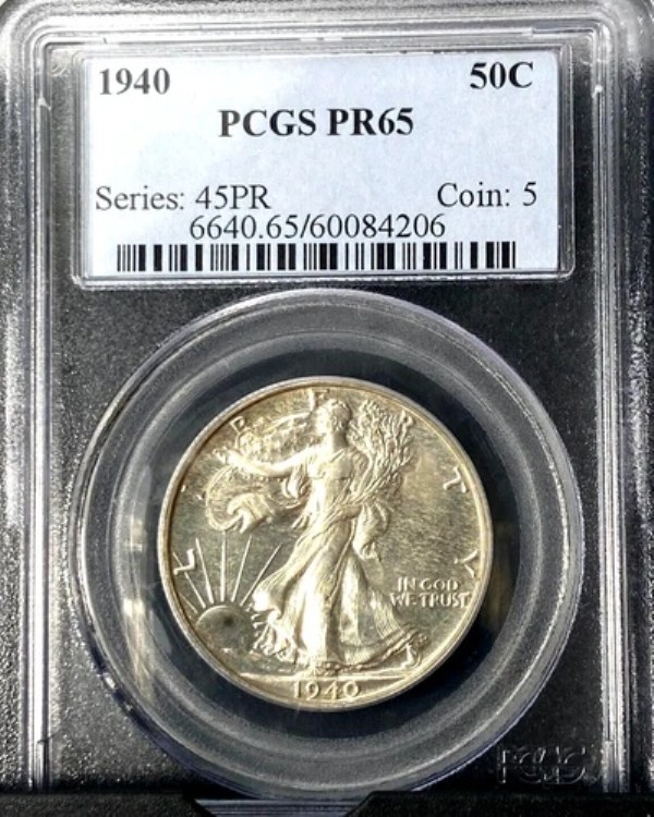 1940年 プルーフ ウォーキング リバティ ハーフ 50セント PCGS PR65