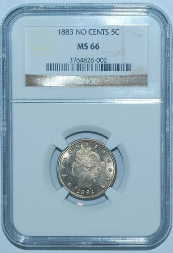 1883 NGC MS66 セントなし リバティ V ニッケル
