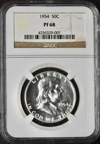 1954年 フランクリン シルバー ハーフドル - NGC PF68 - ?COINGIANTS?