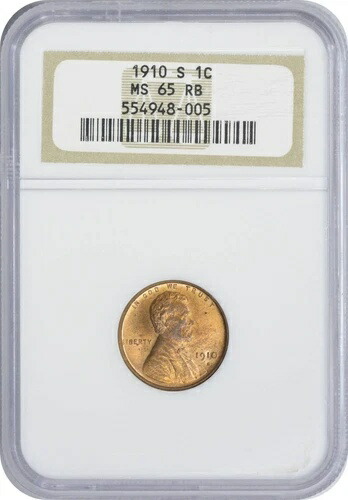 1910-S リンカーン セント MS65RB NGC