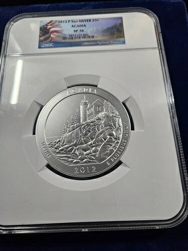 ?? 2012-P 5オンス .999 シルバー 25セント アカディア フラッグ ラベル NGC SP-70 ジェム BU UNC コイン