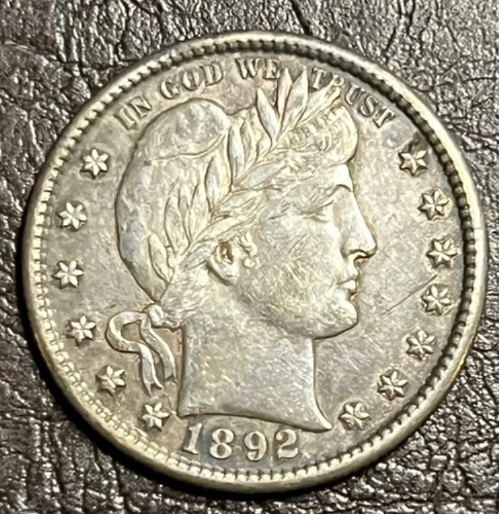 1892 S サンフランシスコ バーバー クォーター AU。 素敵です !!!