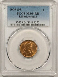 1909年S/Sリンカーンセント、S/水平S - PCGS MS-64 RB