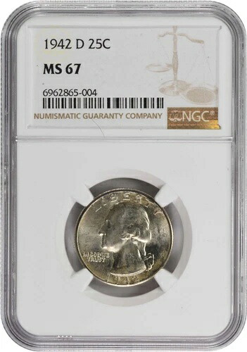1942-D ワシントン銀貨 MS67 NGC|WORLD RESOURCE【KING店】