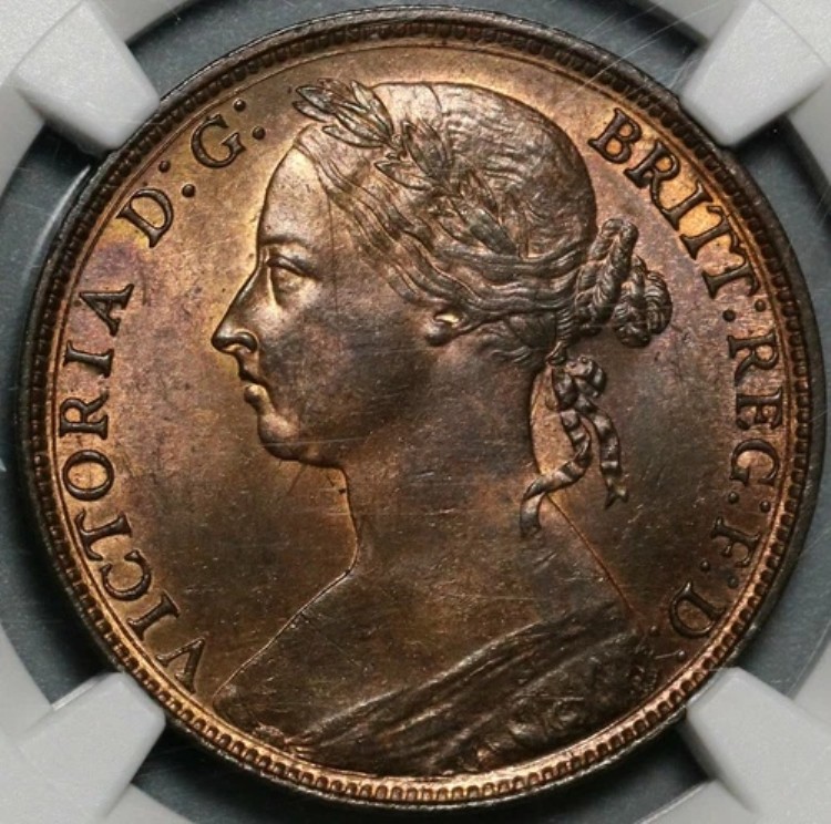 1882-H NGC MS 64 RB ビクトリア ペニー グレートブリテン コンベックスシールドコイン (21021504C)