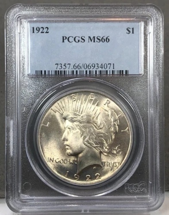 1922年 アメリカ 1ドル ピースダラー 銀貨 PCGS MS66 ~ 旧ホルダー