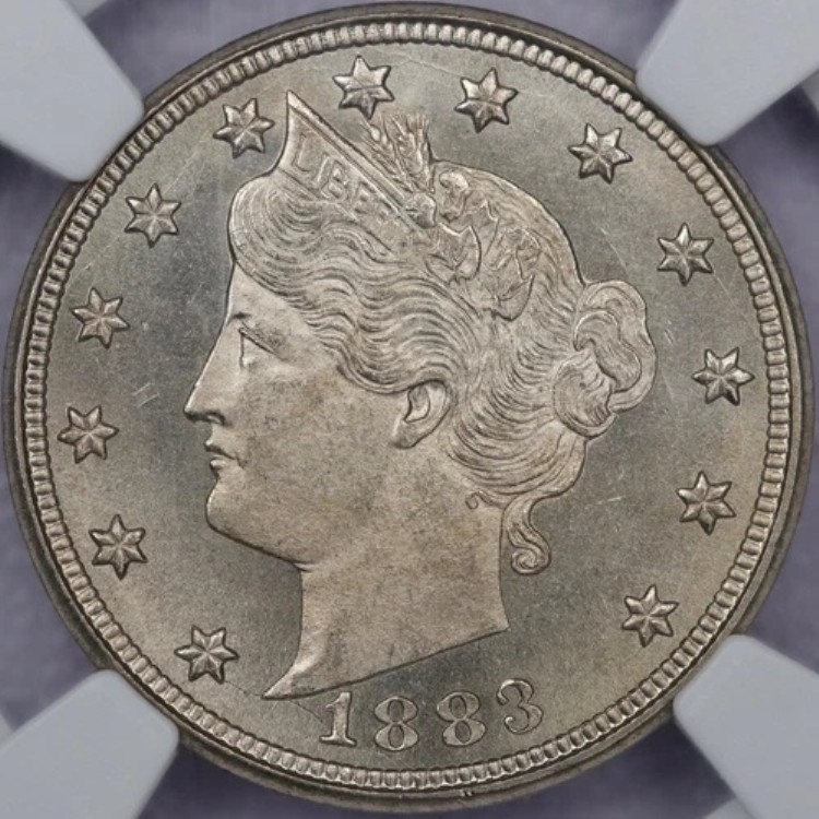 1883年 ノーセント 5セント リバティニッケル - NGC MS 66 CAC