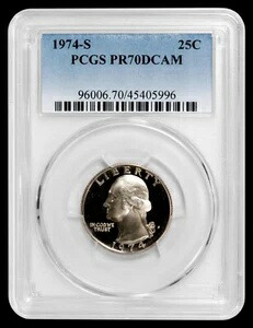 1974-S クラッド ワシントン クォーター PCGS PR70DCAM - ホリデー セール価格!! 非常に希少!