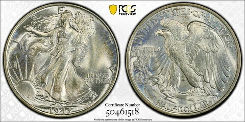 PCGS MS67 1943年ウォーキング・リバティ・ハーフダラー