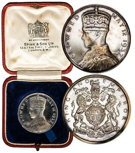 イギリス：スピンク＆サン社製 エドワード8世戴冠式記念銀製プルーフメダル（1937年）