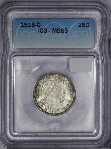 1916-D バーバー クォーター 25セント ICG MS65