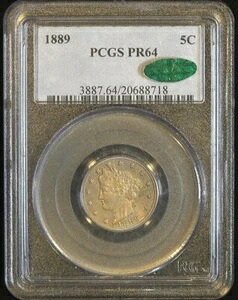 1889年 リバティヘッド ニッケル ? PCGS PR64 ? CAC認定プルーフ、見事な外観