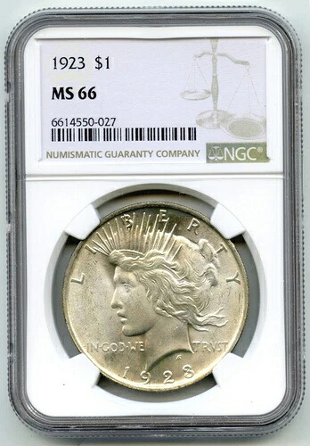 1923年ピースシルバーダラーNGC MS66認定 - フィラデルフィア造幣局 - C842｜WORLD RESOURCE【KING店】 237,050円