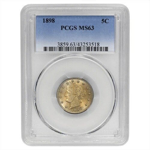 1898 リバティ V ニッケル 5C PCGS MS 63 素晴らしい色調!