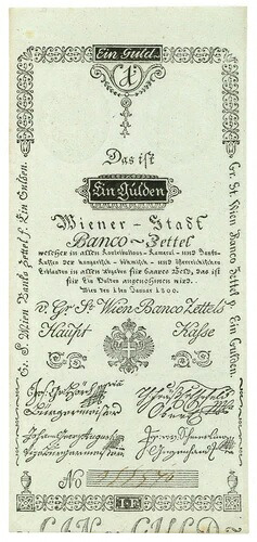 1 GULDEN WIENER STADT BANCO ZETTEL オーストリア発行ロンバルド・ベネト 1800 qFDS｜WORLD RESOURCE【KING店】