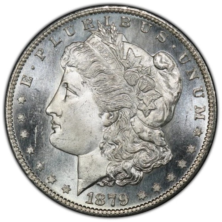 1879-S 1ドル モルガン・ダラー PCGS MS66 - きれいな頬を持つ明るい白のフロスティ・ジェム