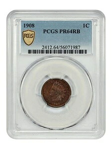 1908 1C PCGS PR64RB - インディアンセント - ポピュラープルーフインディアン