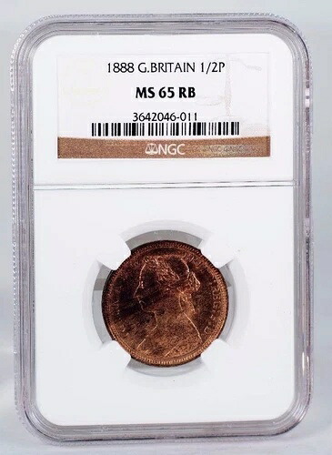 1888年 イギリス 1/2P NGC MS-65 RB