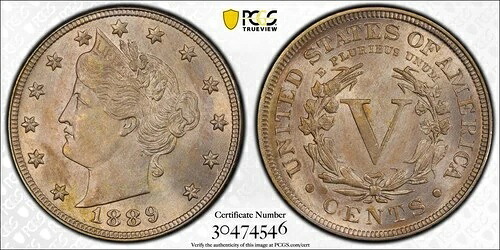 1889年 5C リバティニッケル PCGS MS64 (CAC)|WORLD RESOURCE【KING店】