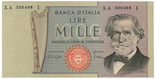 1000 リラ GIUSEPPE VERDI II TIPO MEDUSA SERIE SOSTITUTIVA XA-I 1977 年 10 月 1 日 qFDS