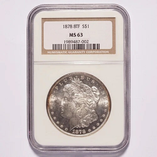 1878年 モルガン銀貨 8尾羽根 NGC MS63