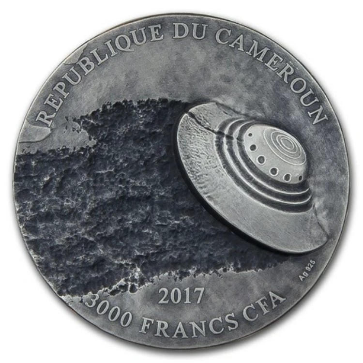 2017年 カメルーン ロズウェル事件70周年記念 UFO 銀貨 3000フラン プルーフ NIB