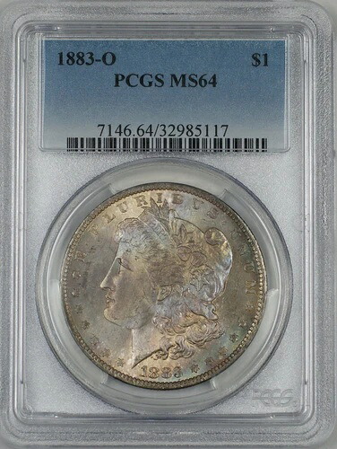 1883-O モルガン シルバー ダラー 1ドル コイン PCGS MS-64 *美しい色調* (Tb)