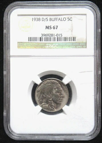 NGC MS67 1938 D/S バッファローニッケル RX33