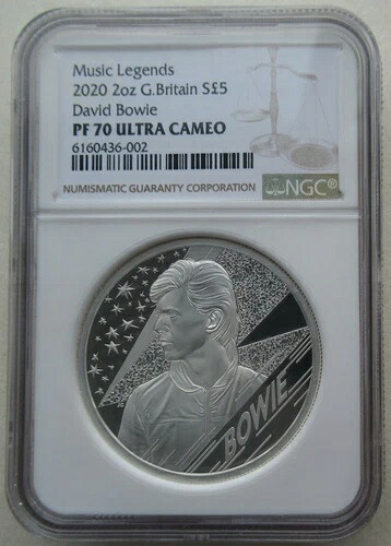 NGC PF70 イギリス 2020年 音楽界のレジェンド デヴィッド・ボウイ シルバーコイン 2オンス S5P COA｜WORLD RESOURCE【KING店】 238,150円
