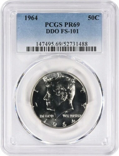 1964年 ケネディ銀貨 ハーフダラー DDO FS-101 PR69 PCGS