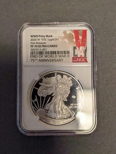 2020-W 1オンス 銀貨 1ドル 第二次世界大戦終結75周年記念 イーグル NGC PF70UCAM V75 OGP