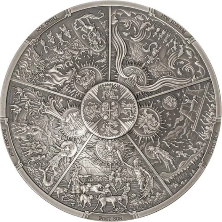 アステカの五つの太陽 人類の時代と世界の創造 3オンス銀貨 20ドル パラオ 2021年｜WORLD RESOURCE【KING店】