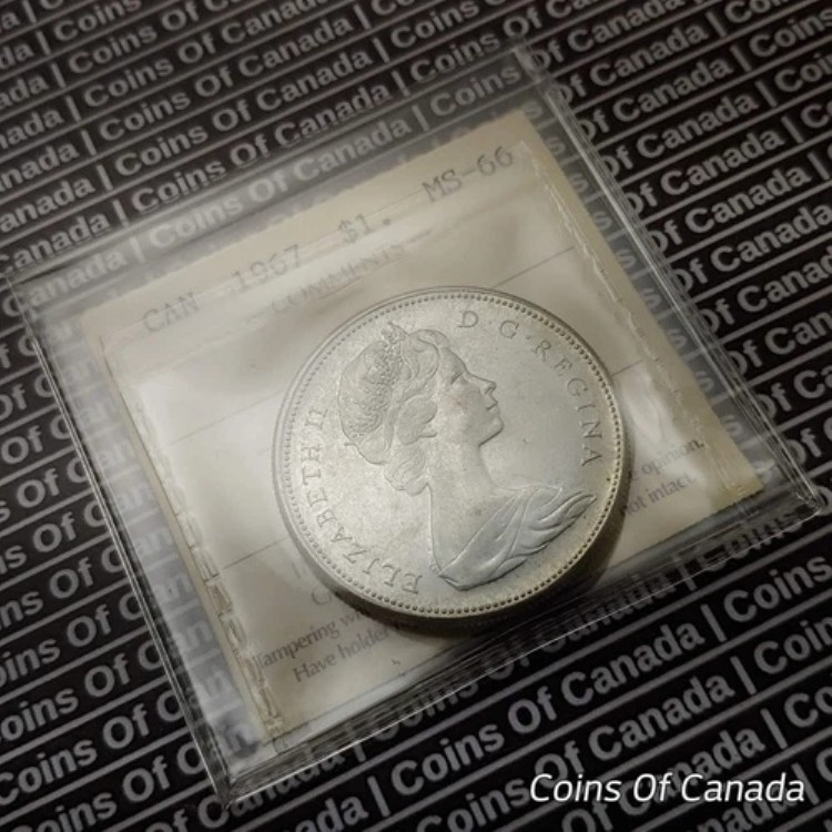 1967年カナダ1ドル銀貨 - ICCS MS 66 - 希少 - トップグレード #coinsofcanada