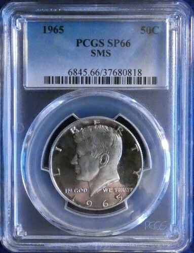 1965年 PCGS SP66 SMS トーンシルバー ケネディ ハーフダラー CONECA DDO-002 No-272