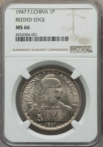 硬貨・コイン1947年 フランス領インドシナ ピアストル、リードエッジ