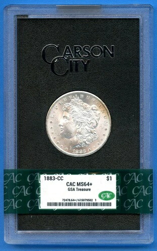 1883 CC CACG MS64+ モルガン銀貨 $1 GSA トレジャー 1883-CC MS-64 Plus CAC