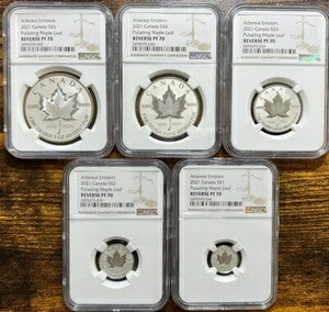 2021 NGC ALL PF70 RCM カナダ シルバー パルセイティング メープル 5枚セット プルーフ 70 レア|WORLD RESOURCE【KING店】